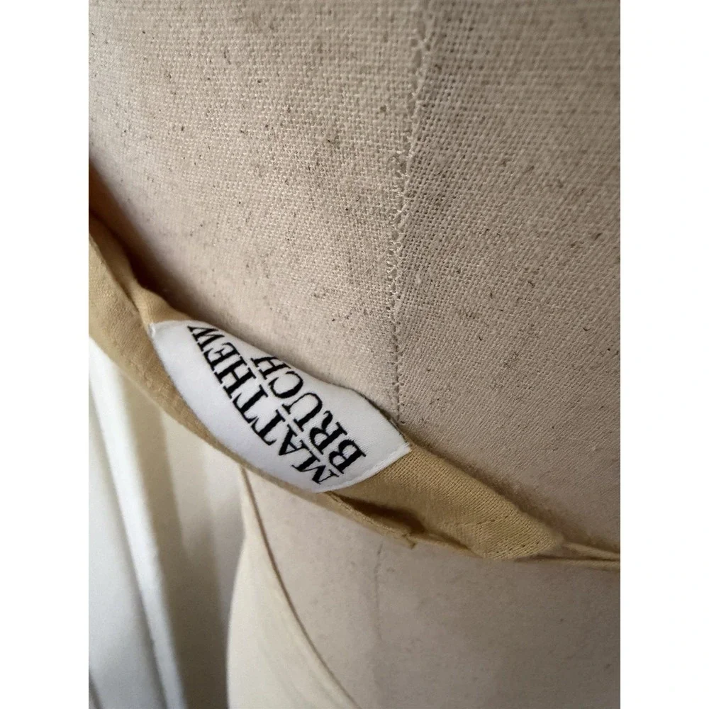 Matthew Bruch Colorblock Halter Linen Mini Dress‎ White Beige Size Small